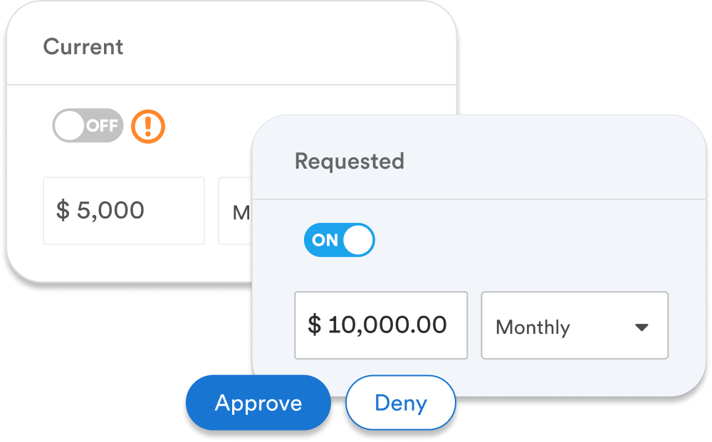 Approve or deny fund limit request widget