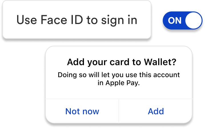 Enable face ID and add card to digital wallet widgets
